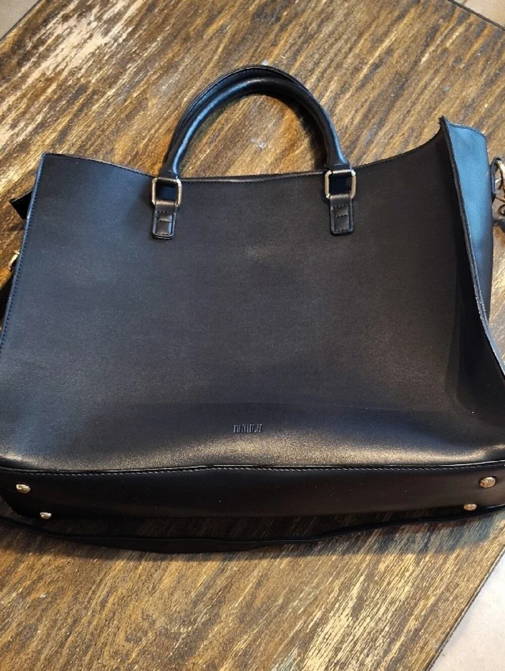 Nubily Vegan Leather Black Floral Embossed 15.6 Inch Laptop Tote